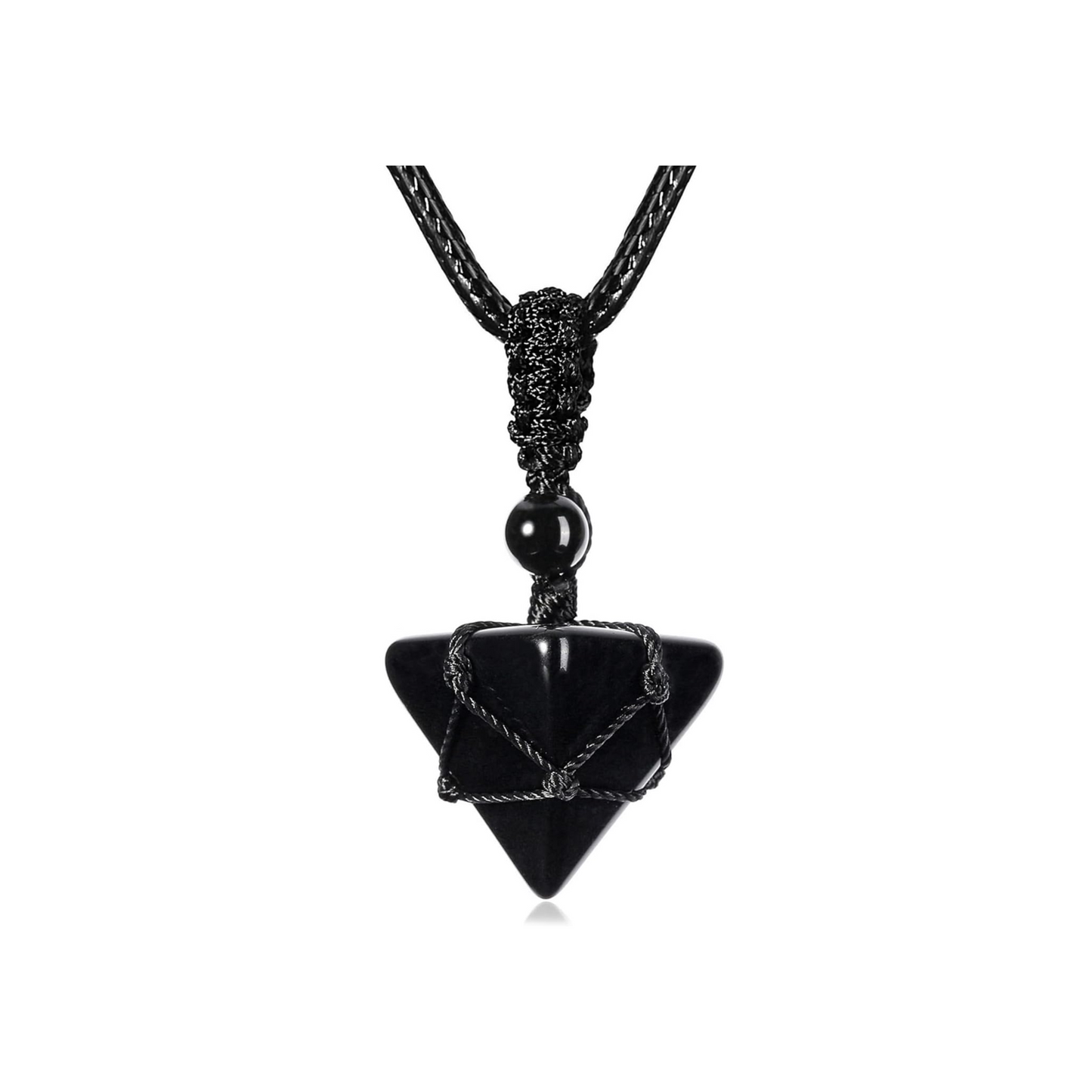 Black Obsidian Protection Crystal Pyramid Necklace