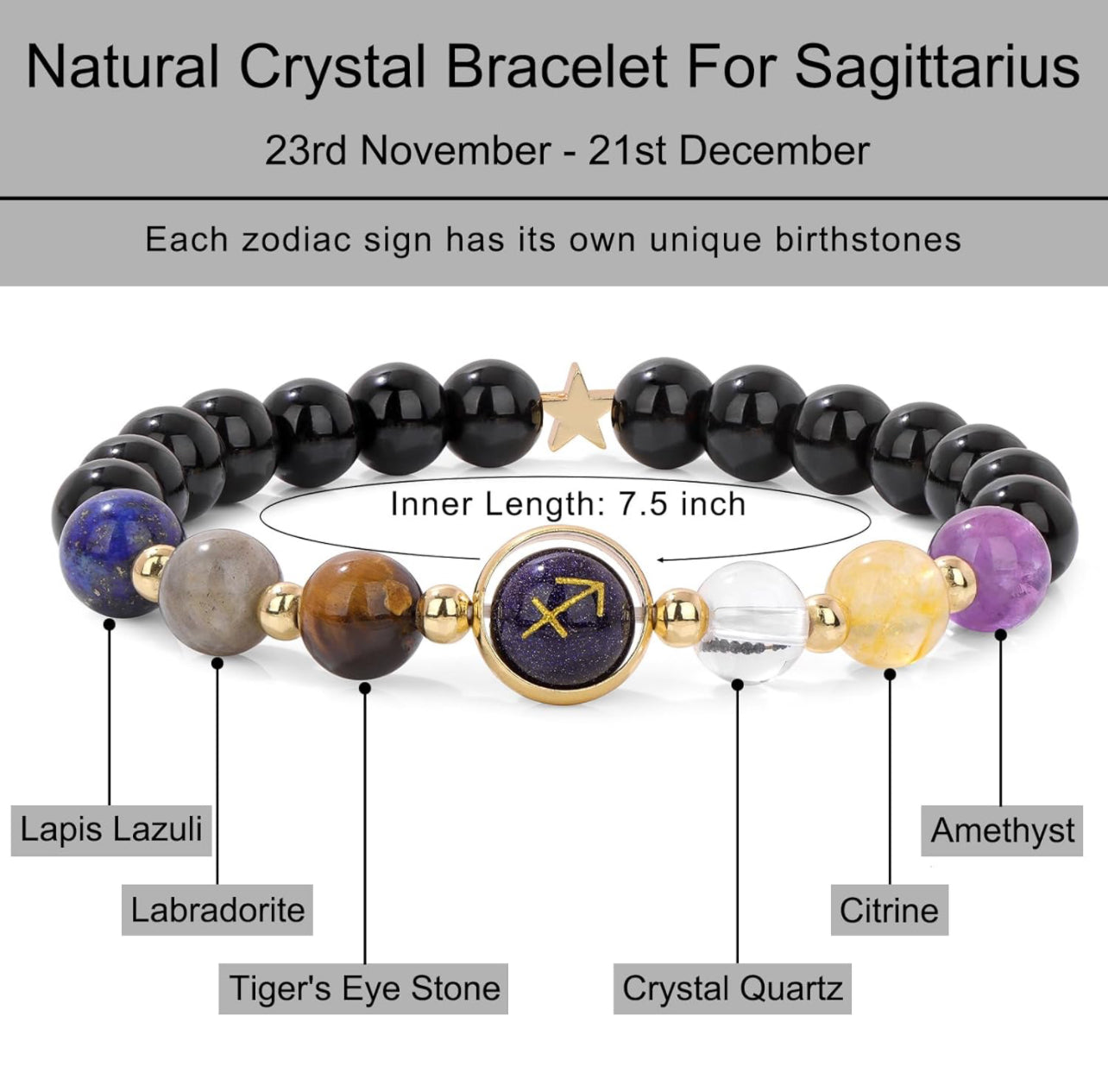 Sagittarius Zodiac Crystal Bracelet