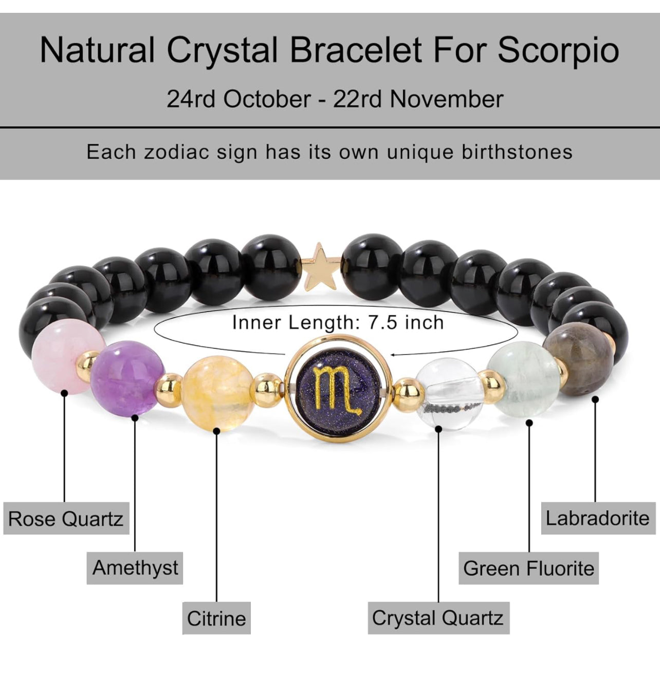 Scorpio Zodiac Crystal Bracelet