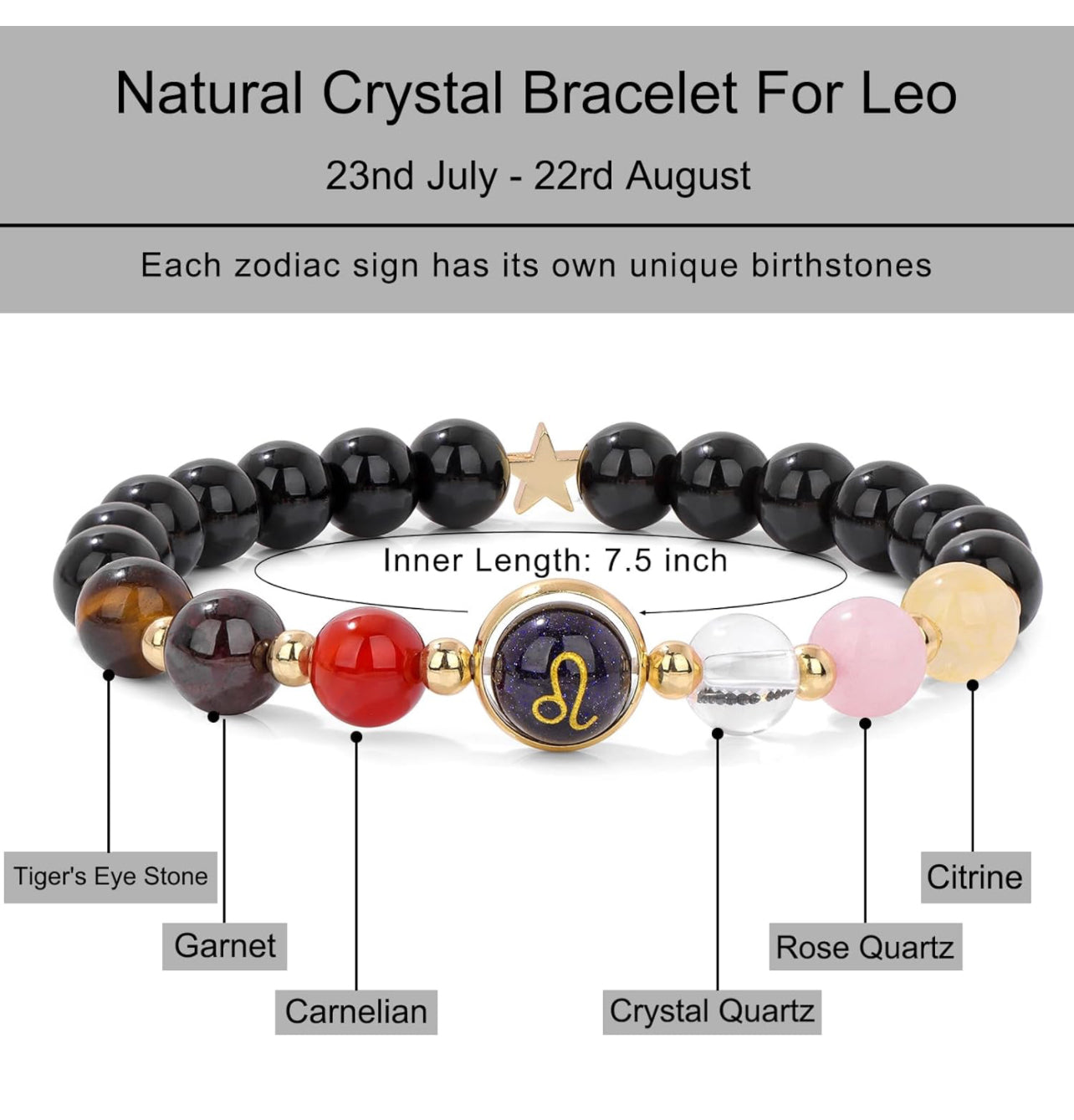 Leo Zodiac Crystal Bracelet