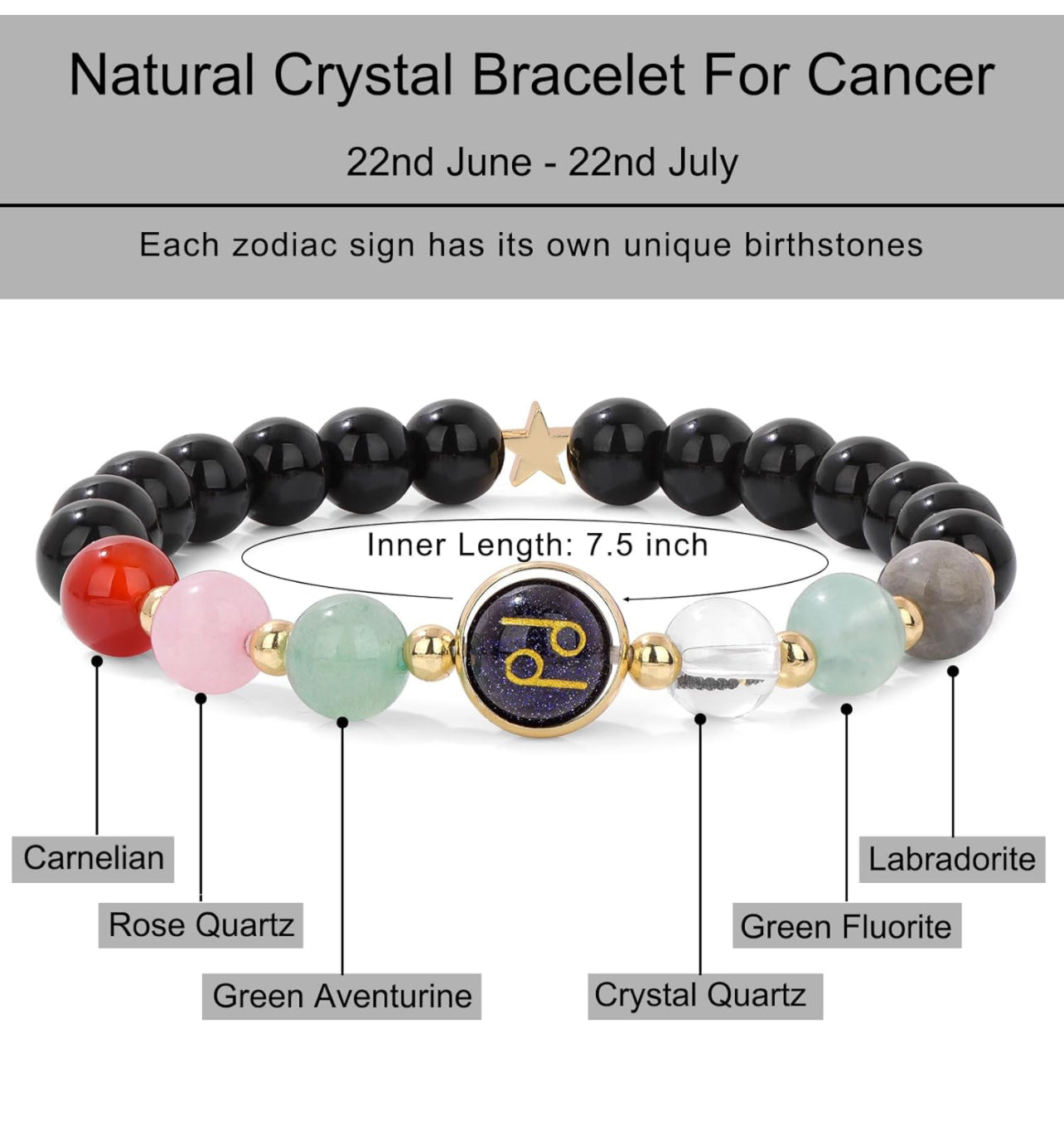 Cancer Zodiac Crystal Bracelet