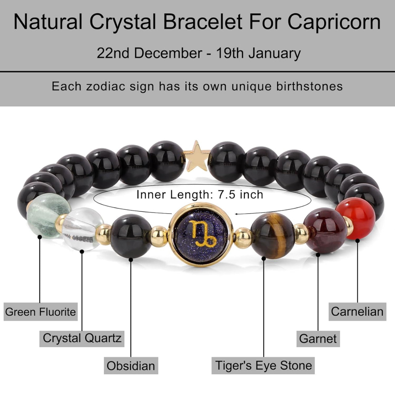 Capricorn Zodiac Crystal Bracelet
