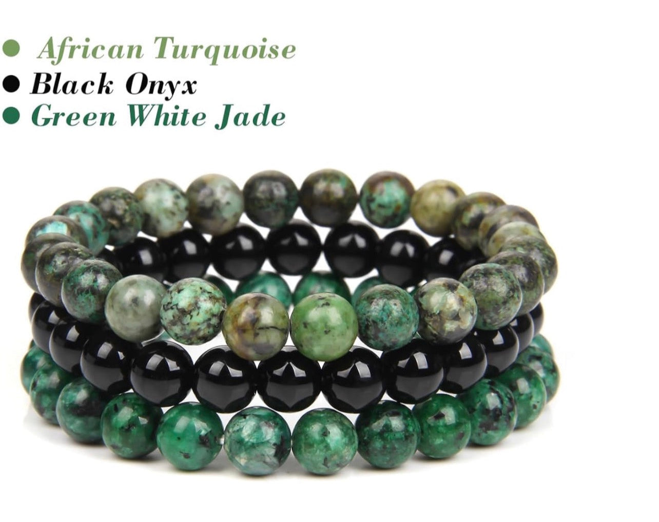 3 Piece African Turquoise Healing Crystal Bracelet Set