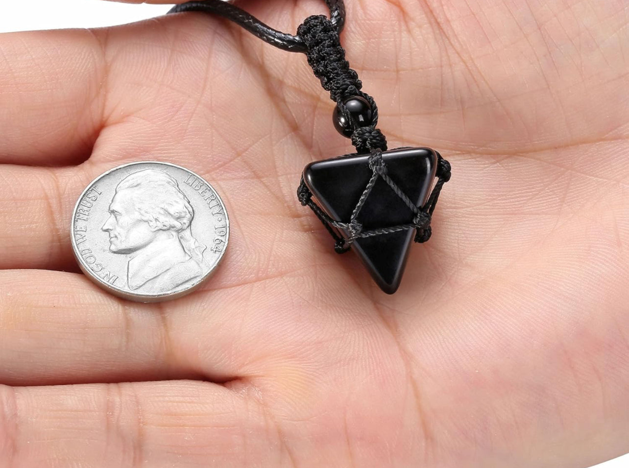 Black Obsidian Protection Crystal Pyramid Necklace