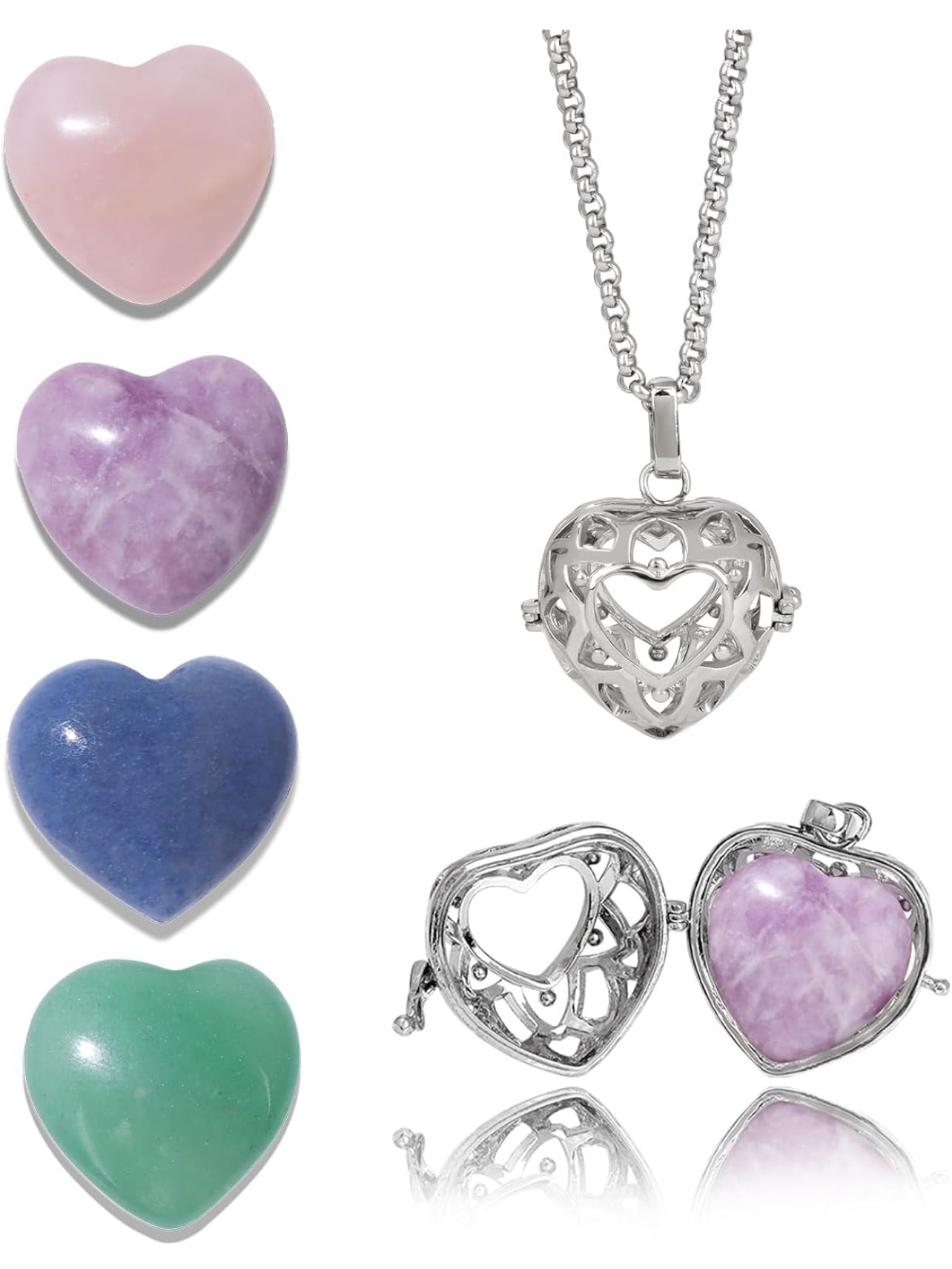 Heart Chakra Healing Crystal Necklace Set
