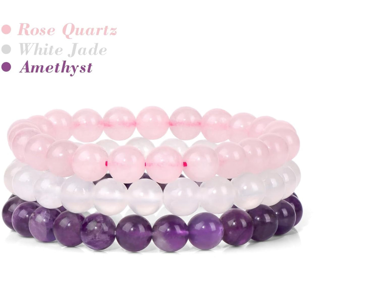 3 Piece Rose Quartz White Jade Healing Crystal Set