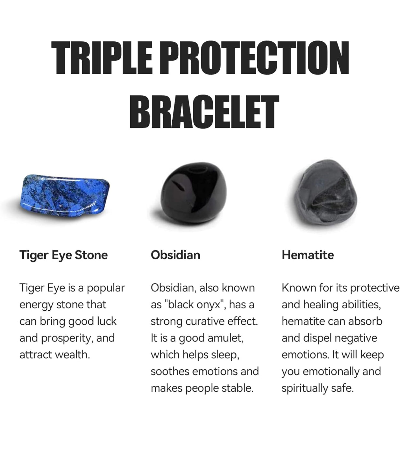 Blue Tiger’s Eye Triple Protection Crystal Bracelet