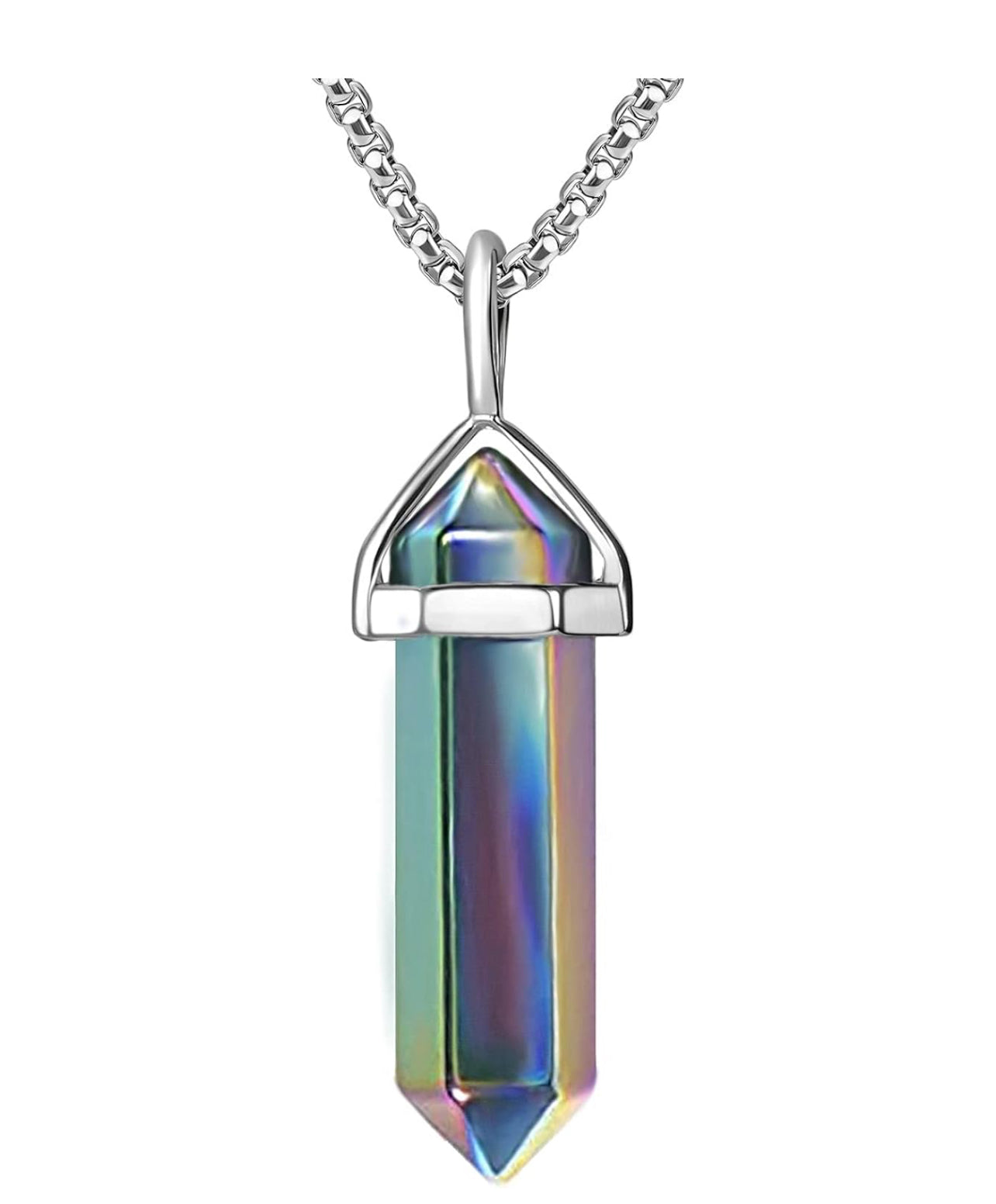 Rainbow Hematite Healing Crystal Necklace