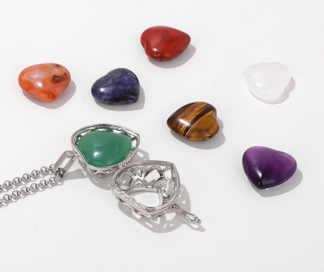 8 PCS Chakra Balancing Healing Crystal Necklace