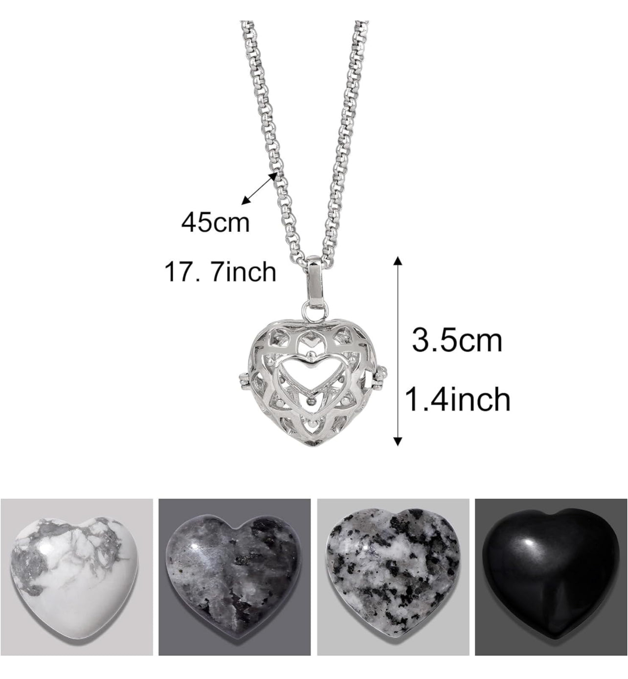 Healing Crystal Heart Shaped Necklace Set
