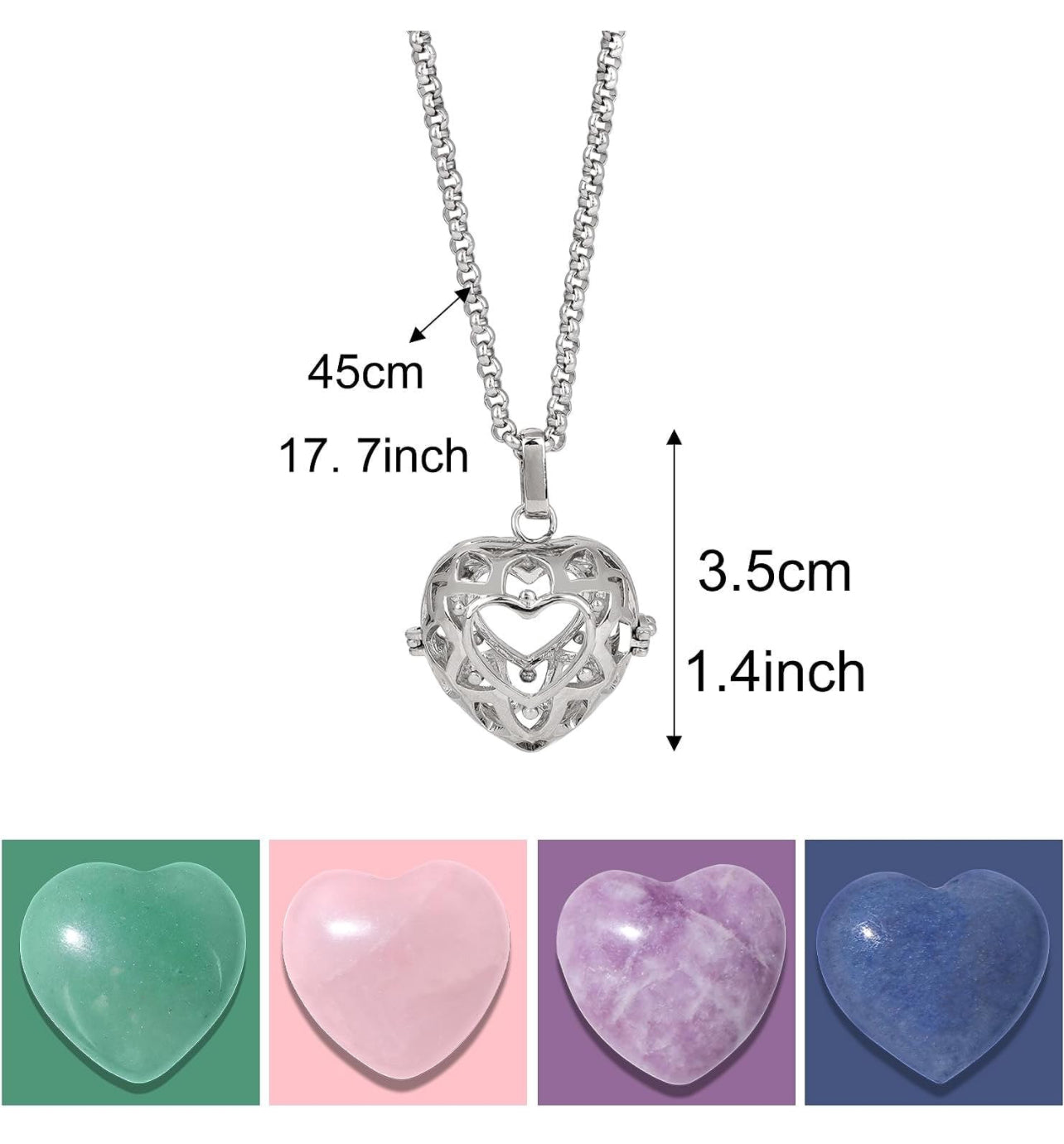 Heart Chakra Healing Crystal Necklace Set