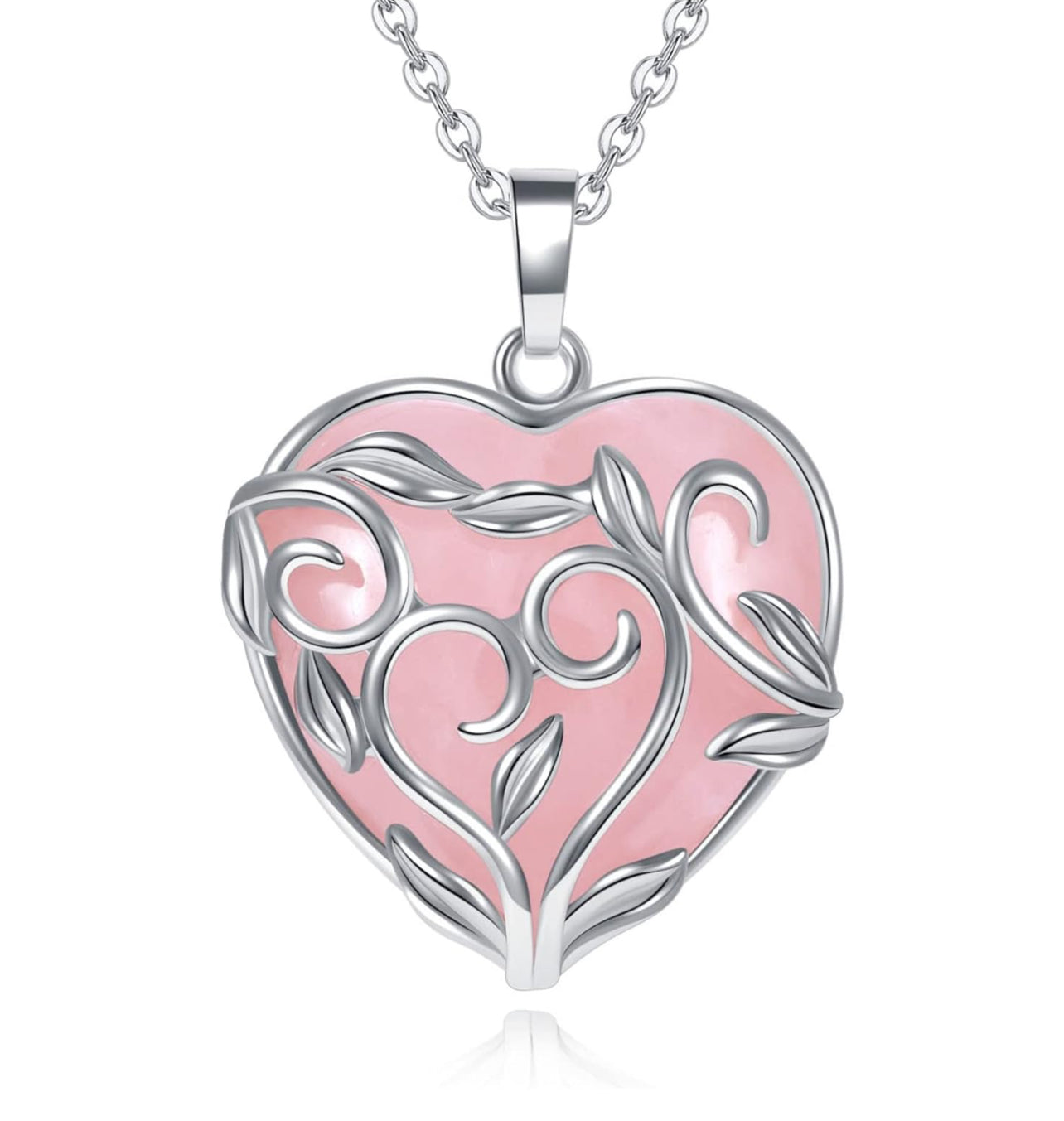 Heart Shaped Rose Quartz Necklace