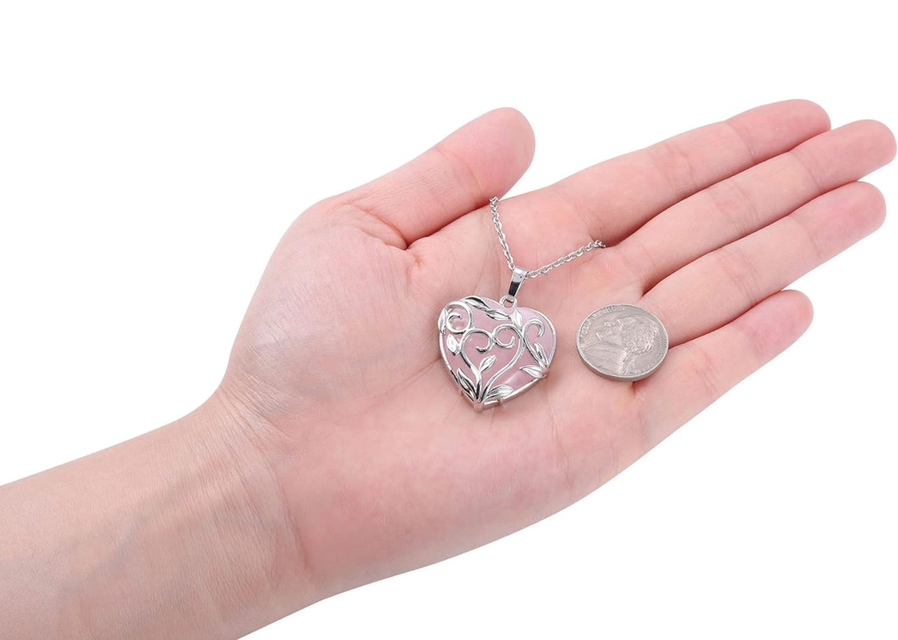 Heart Shaped Rose Quartz Necklace