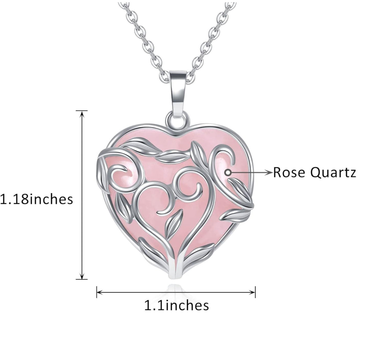 Heart Shaped Rose Quartz Necklace