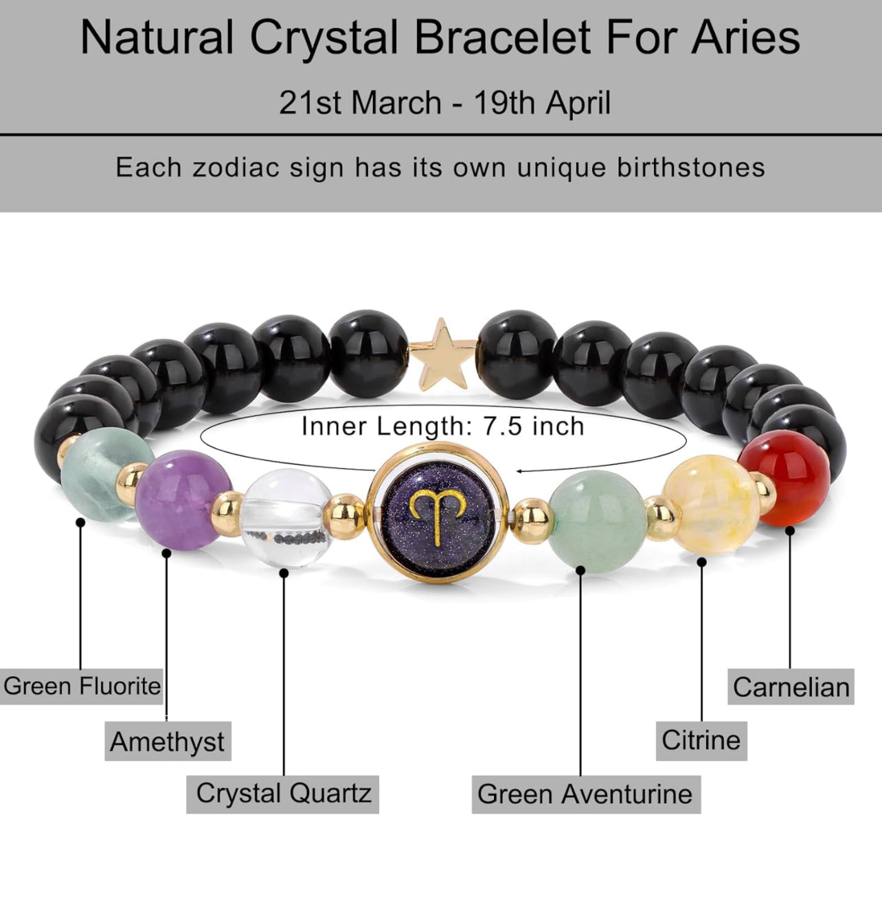 Aries Zodiac Crystal Bracelet