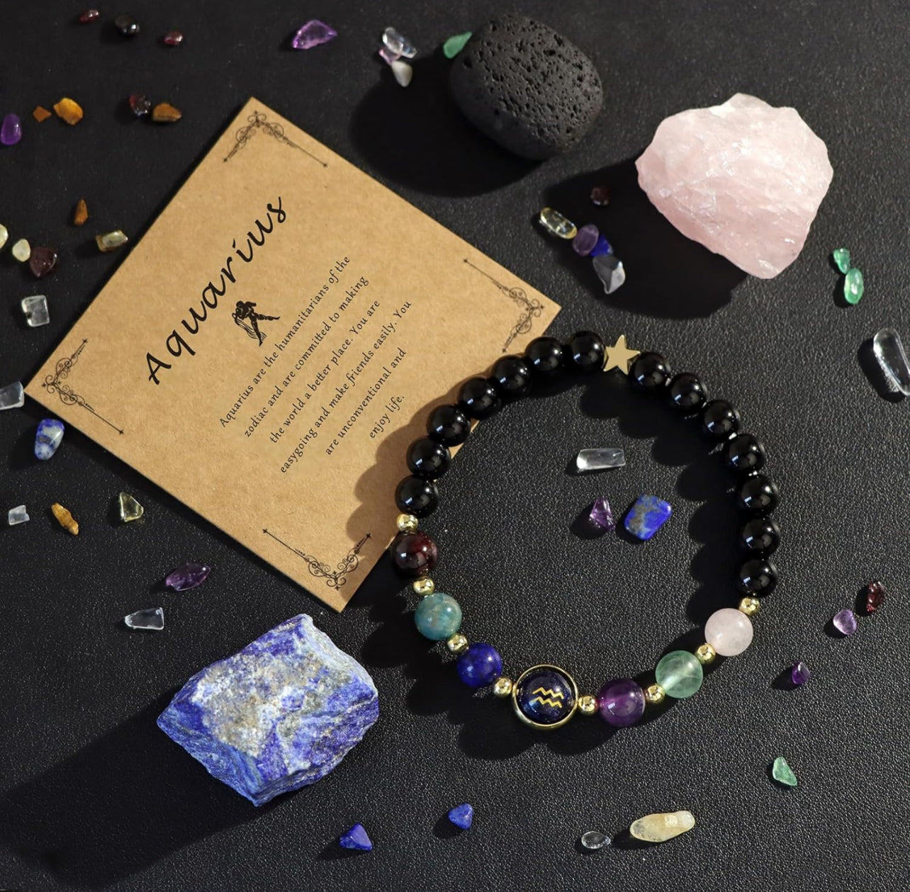 Aquarius Zodiac Crystal Bracelet