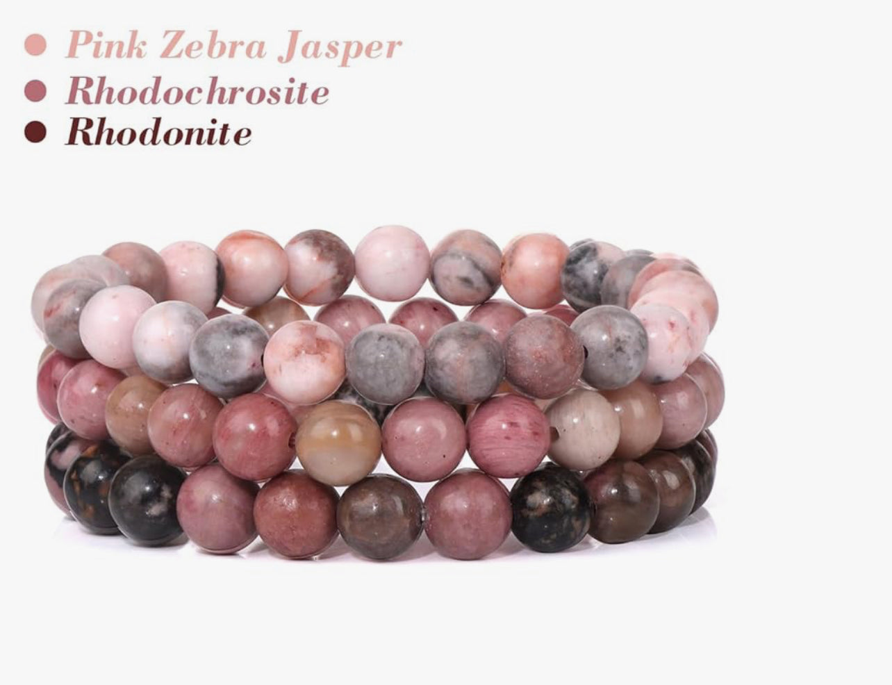 3 Piece Zebra Jasper Healing Crystal Bracelet