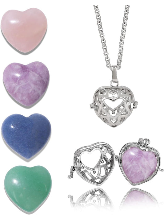 Heart Chakra Healing Crystal Necklace Set