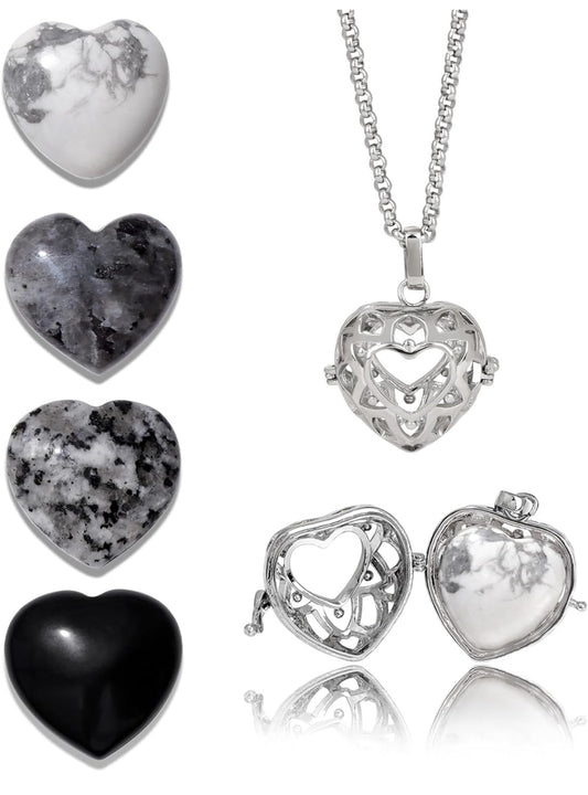 Healing Crystal Heart Shaped Necklace Set