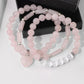 3 Piece Rose Quartz Healing Bracelet w/Moonstone