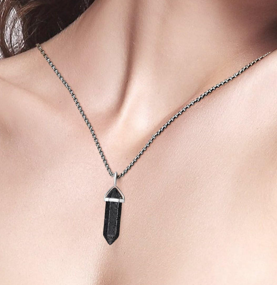 Black Lava Rock Energy Crystal Necklace