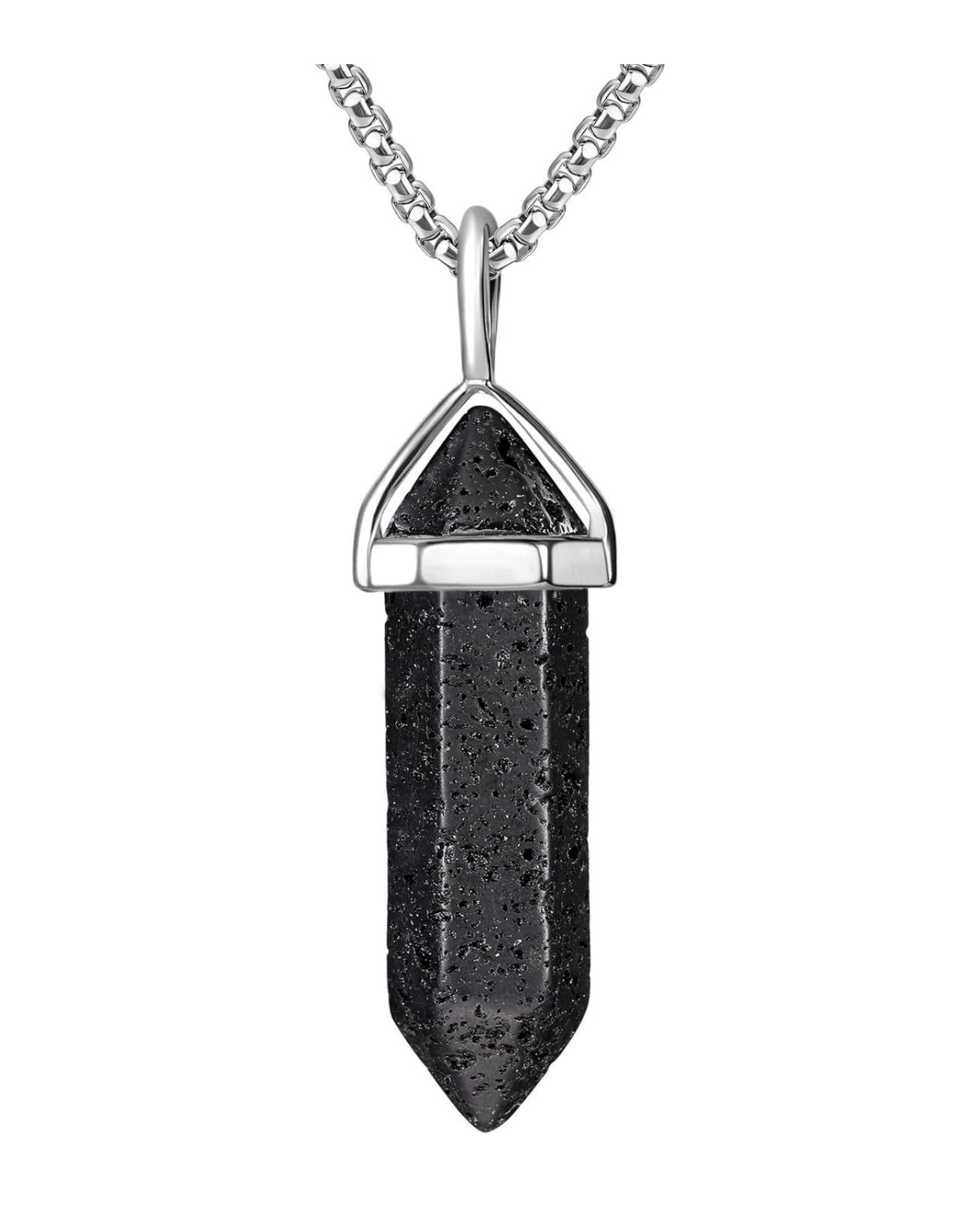 Black Lava Rock Energy Crystal Necklace