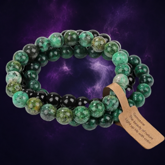 3 Piece African Turquoise Healing Crystal Bracelet Set