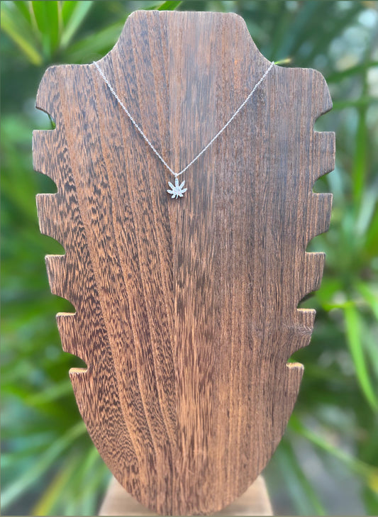 Silver Cannabis Leaf Intention Necklace